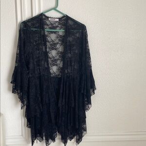 Black Lace Kimono Cardigan